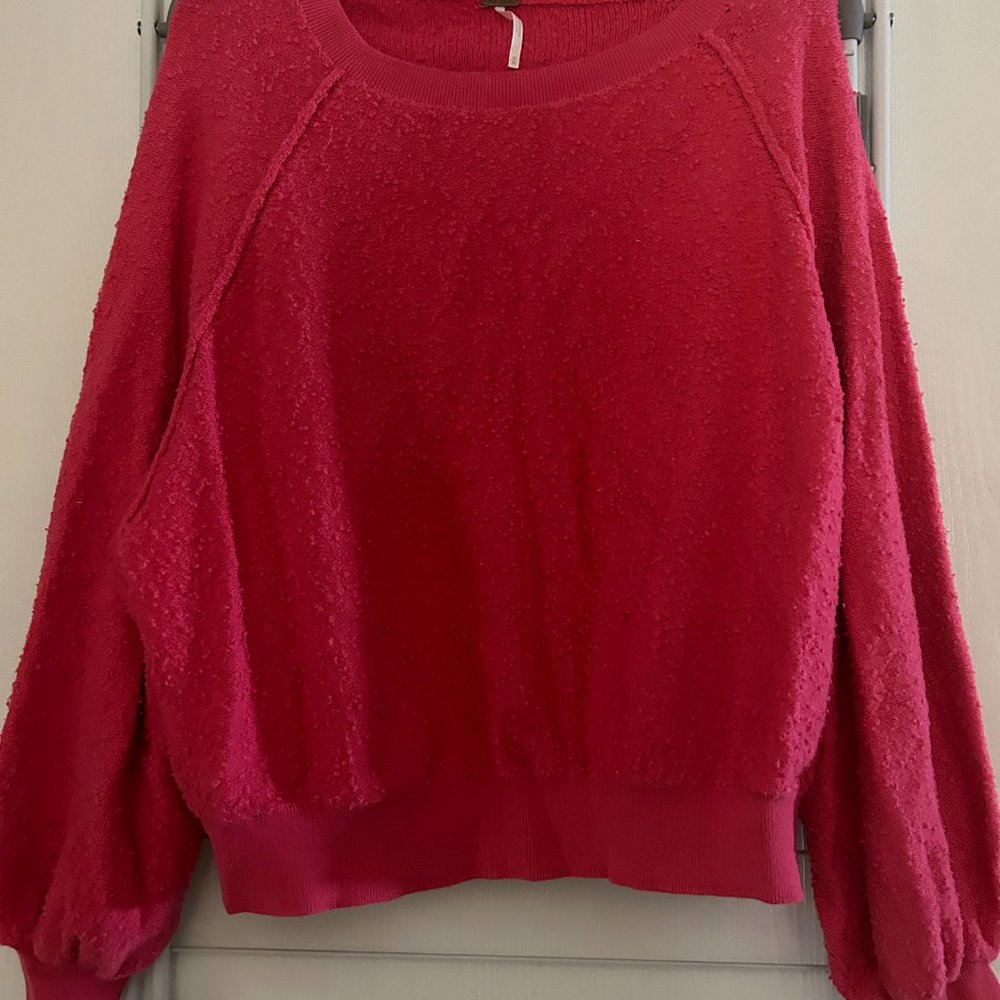 Hot Pink Free People Cowl Neck Sweatshirt